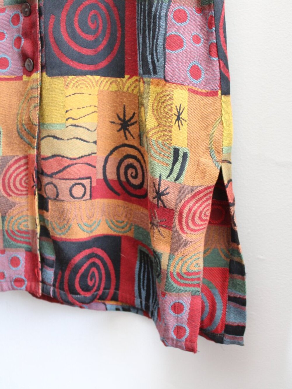 Chico's Design VTG 90s Abstract Printed Mandarin Collar Tunic Jacket Size Medium - Picture 4 of 4